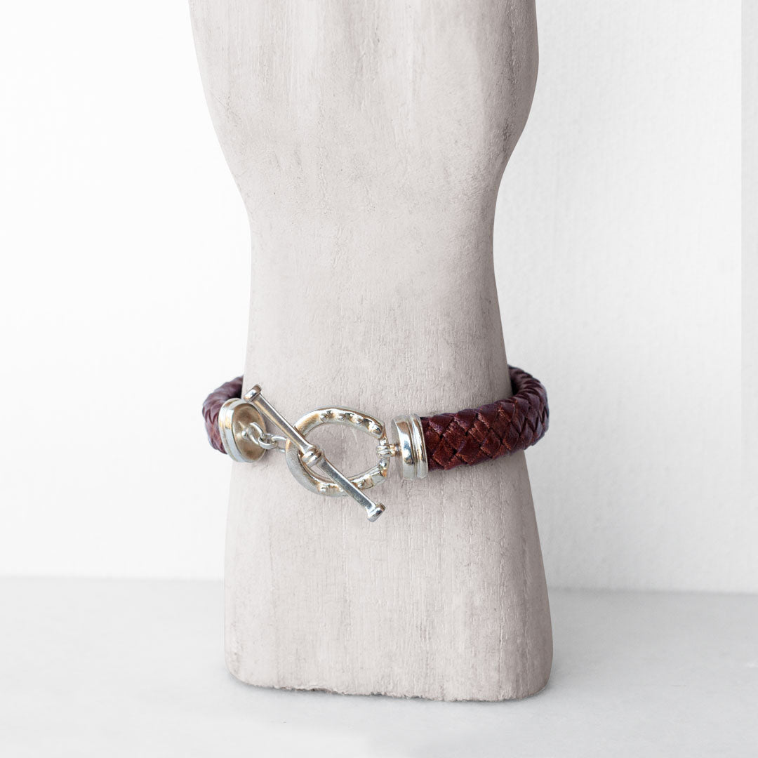 Aristo - Sterling Silver Brown Leather Horseshoe Bracelet Urban-Equestrian