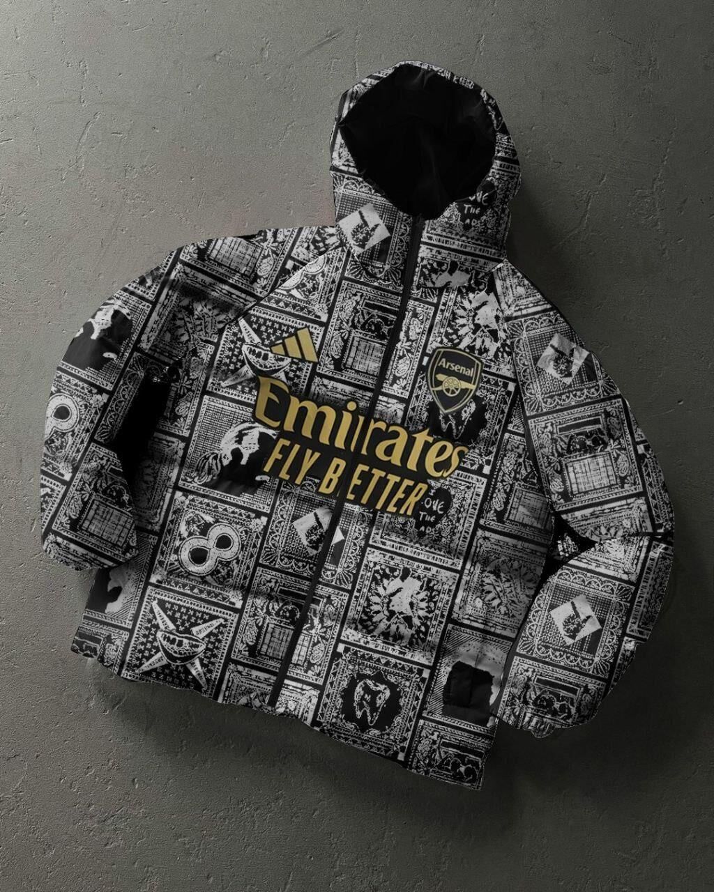 Arsenal Printed Puffer Jacket - Unisex Parachute Fabric - Regular Fit Withinblack