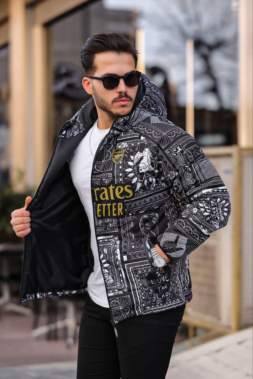 Arsenal Printed Puffer Jacket - Unisex Parachute Fabric - Regular Fit Withinblack
