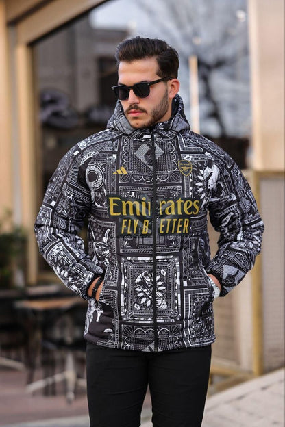 Arsenal Printed Puffer Jacket - Unisex Parachute Fabric - Regular Fit Withinblack