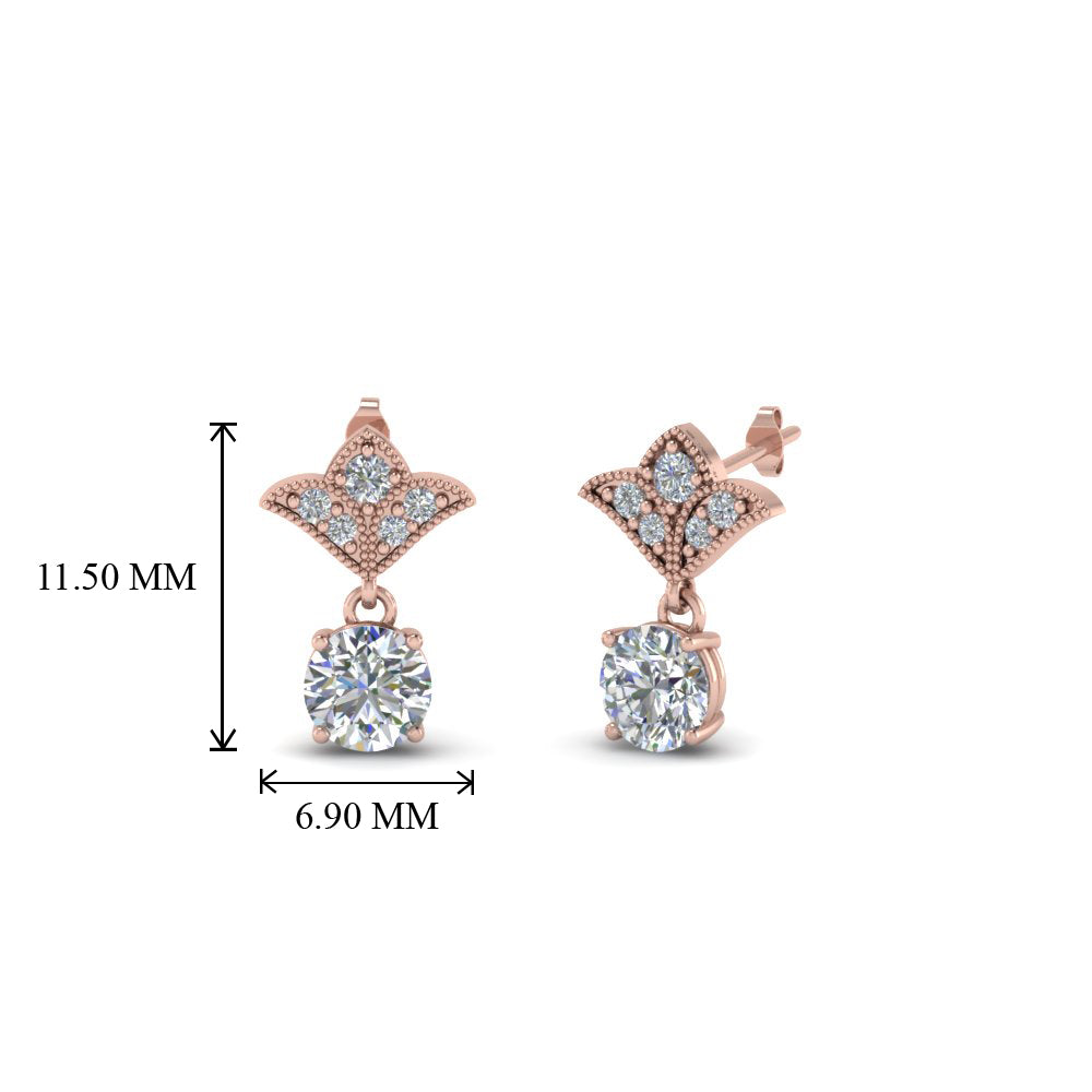 Art Deco Inspired Round Drop Earring Half Carat Fascinating Diamonds