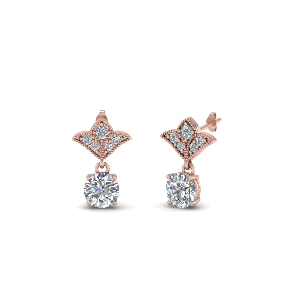 Art Deco Inspired Round Drop Earring Half Carat Fascinating Diamonds