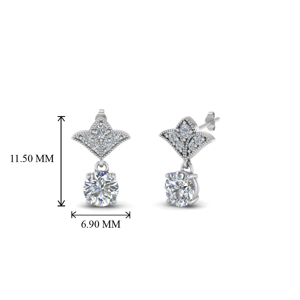 Art Deco Inspired Round Drop Earring Half Carat Fascinating Diamonds
