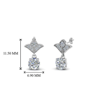 Art Deco Inspired Round Drop Earring Half Carat Fascinating Diamonds