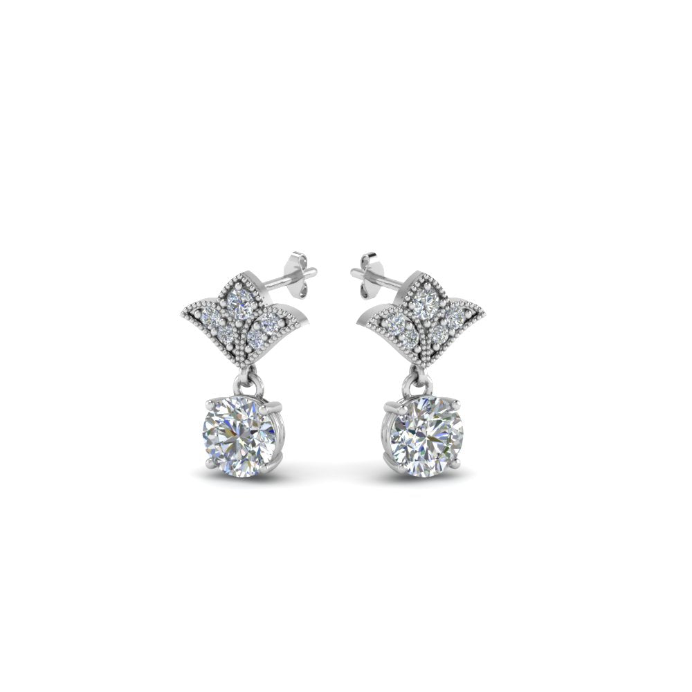 Art Deco Inspired Round Drop Earring Half Carat Fascinating Diamonds