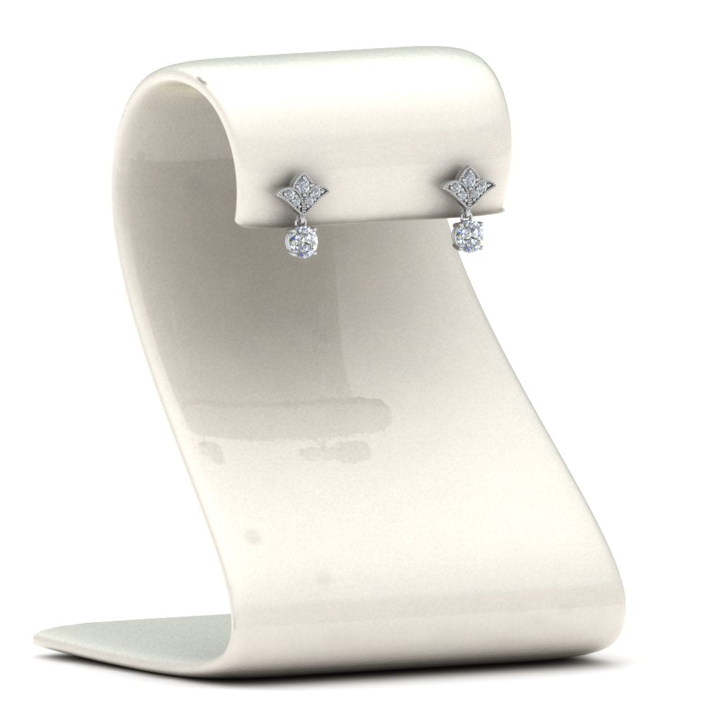 Art Deco Inspired Round Drop Earring Half Carat Fascinating Diamonds