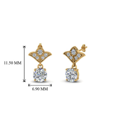 Art Deco Inspired Round Drop Earring Half Carat Fascinating Diamonds