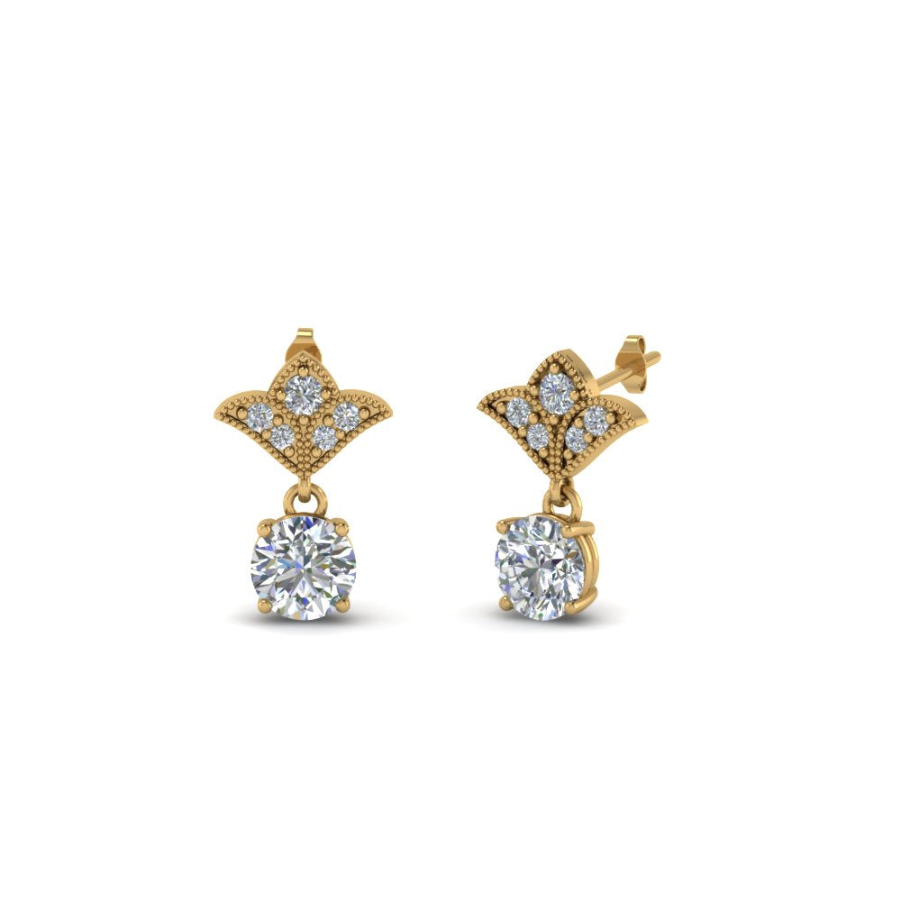 Art Deco Inspired Round Drop Earring Half Carat Fascinating Diamonds