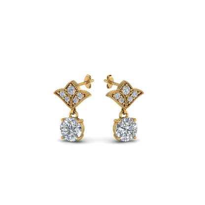 Art Deco Inspired Round Drop Earring Half Carat Fascinating Diamonds