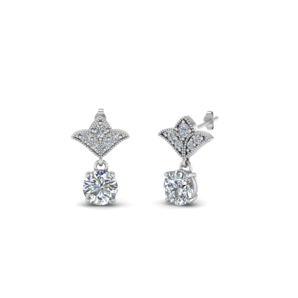 Art Deco Inspired Round Drop Earring Half Carat Fascinating Diamonds