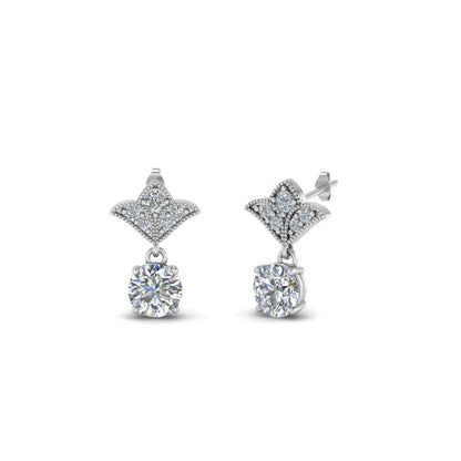 Art Deco Inspired Round Drop Earring Half Carat Fascinating Diamonds