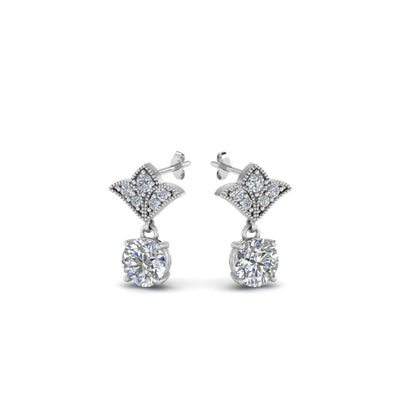 Art Deco Inspired Round Drop Earring Half Carat Fascinating Diamonds