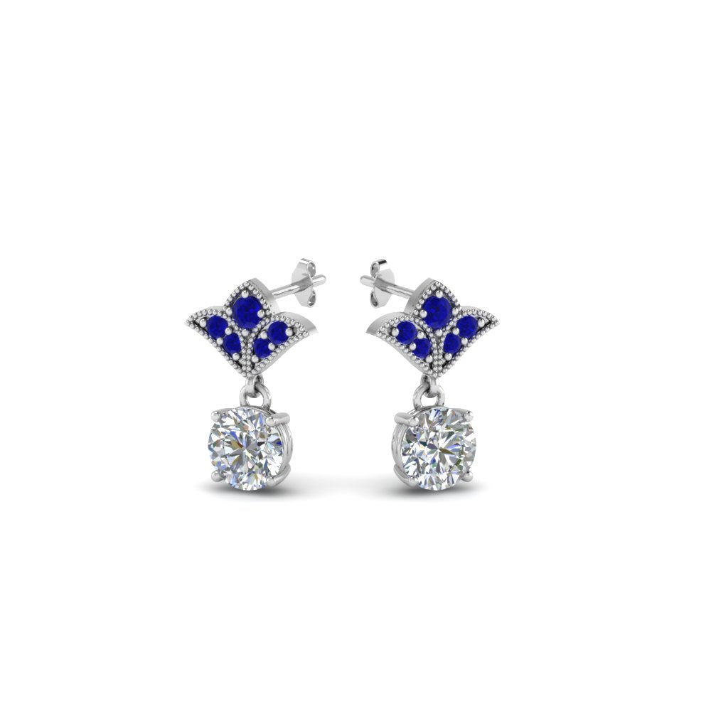 Art Deco Inspired Round Drop Earring Half Carat Fascinating Diamonds