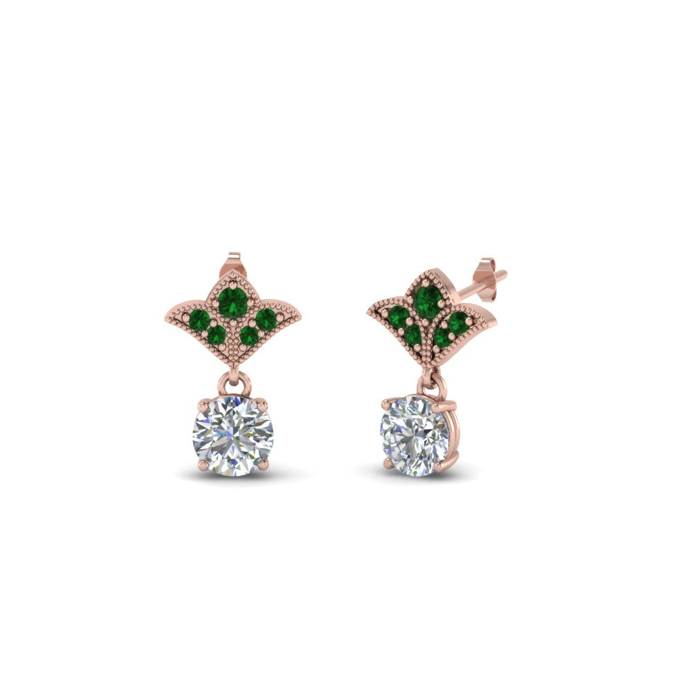 Art Deco Inspired Round Drop Earring Half Carat Fascinating Diamonds