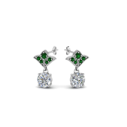 Art Deco Inspired Round Drop Earring Half Carat Fascinating Diamonds