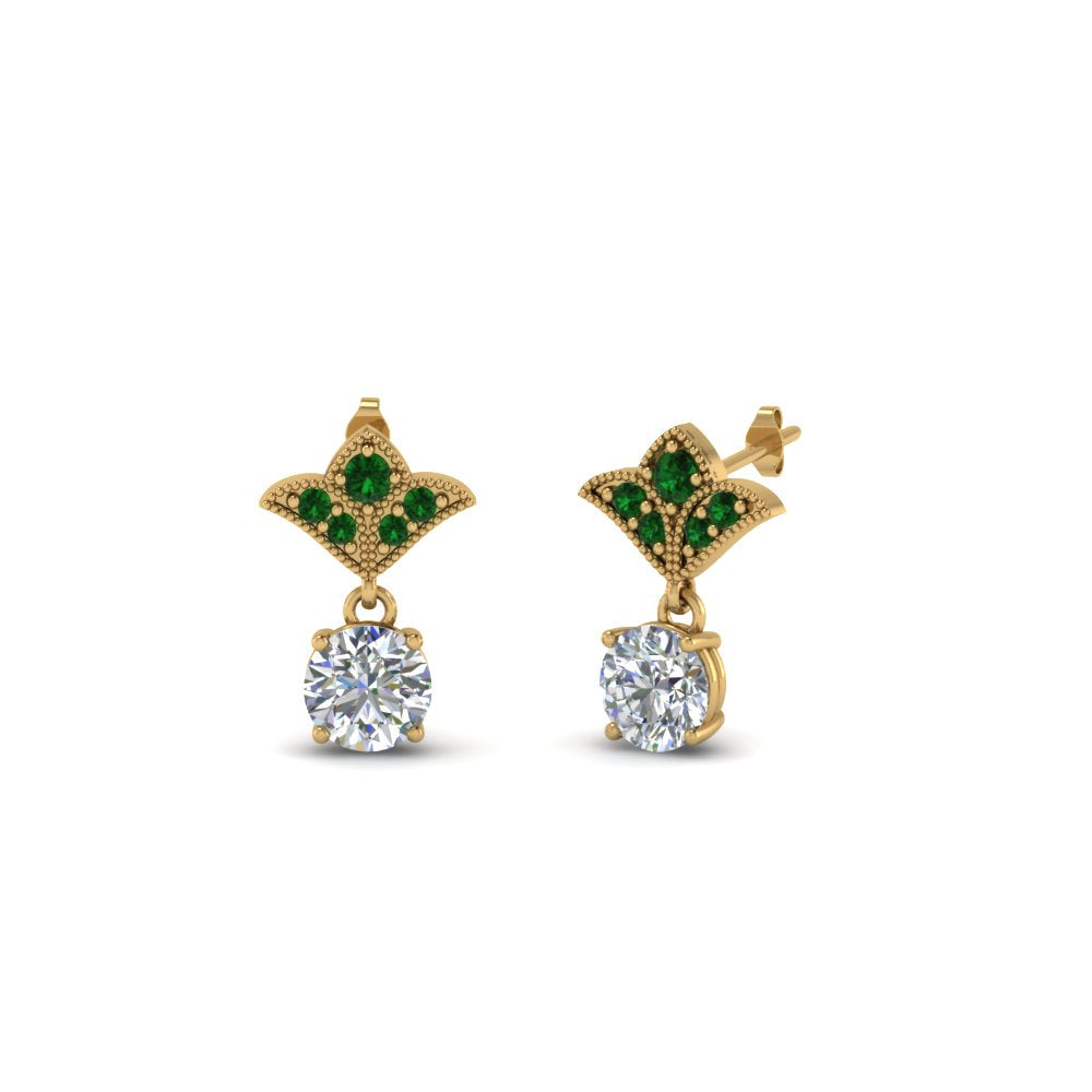 Art Deco Inspired Round Drop Earring Half Carat Fascinating Diamonds