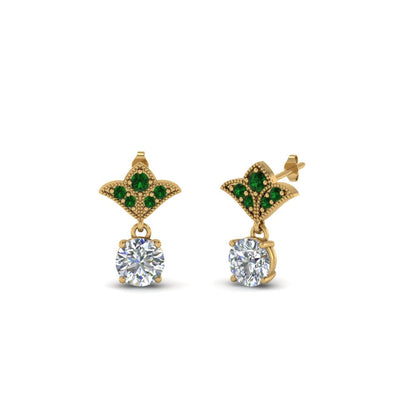 Art Deco Inspired Round Drop Earring Half Carat Fascinating Diamonds