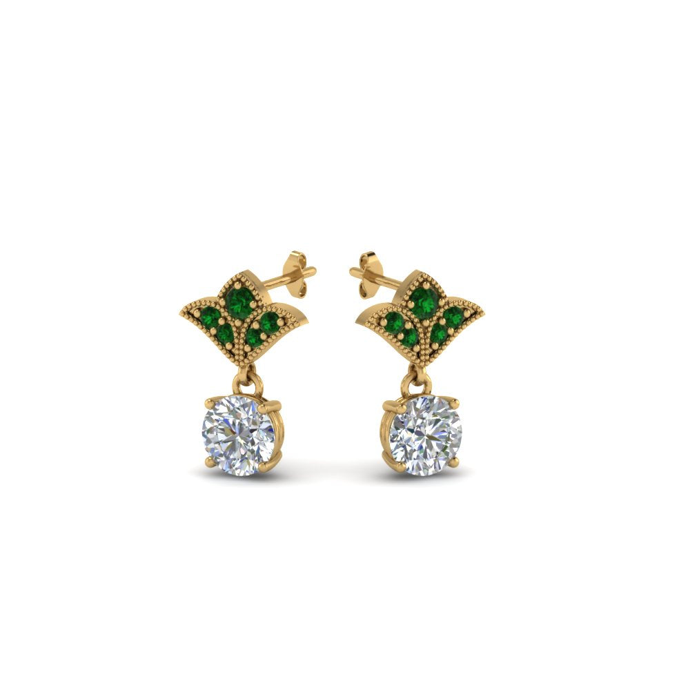 Art Deco Inspired Round Drop Earring Half Carat Fascinating Diamonds