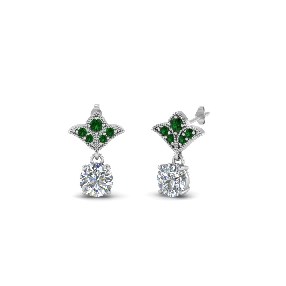 Art Deco Inspired Round Drop Earring Half Carat Fascinating Diamonds