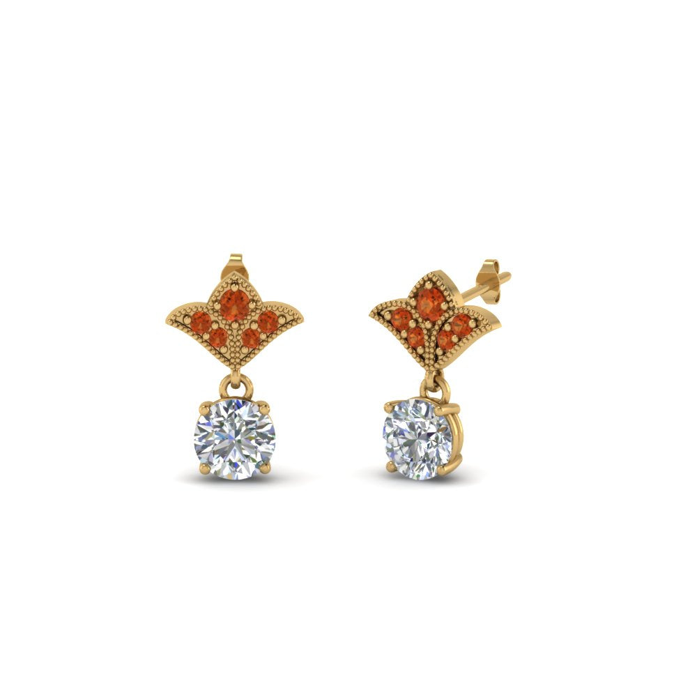 Art Deco Inspired Round Drop Earring Half Carat Fascinating Diamonds