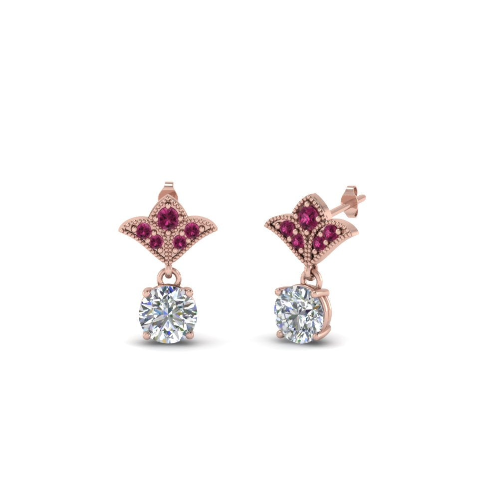 Art Deco Inspired Round Drop Earring Half Carat Fascinating Diamonds
