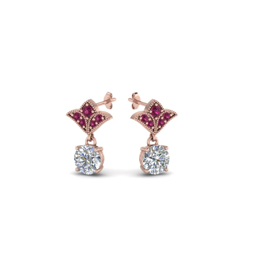 Art Deco Inspired Round Drop Earring Half Carat Fascinating Diamonds