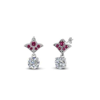 Art Deco Inspired Round Drop Earring Half Carat Fascinating Diamonds