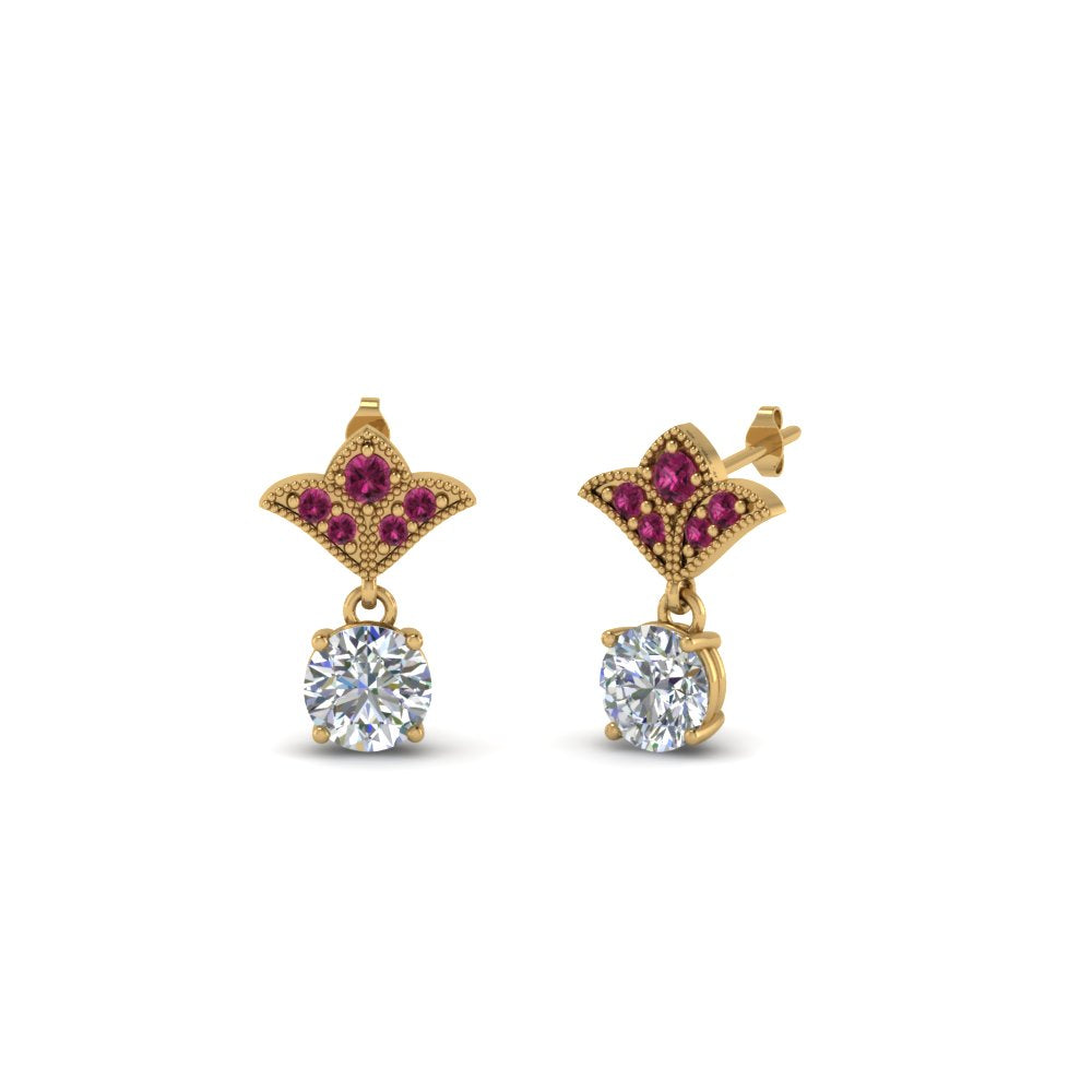 Art Deco Inspired Round Drop Earring Half Carat Fascinating Diamonds