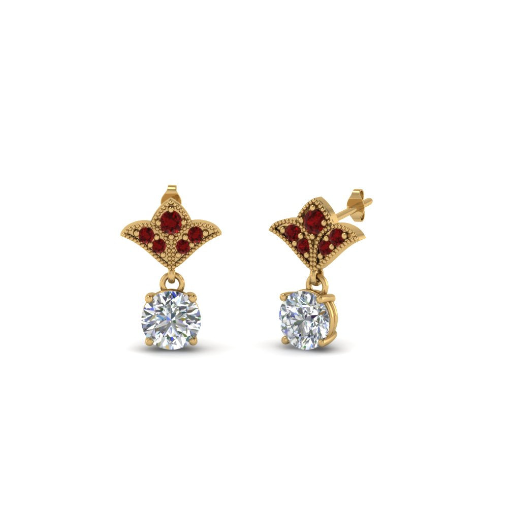 Art Deco Inspired Round Drop Earring Half Carat Fascinating Diamonds
