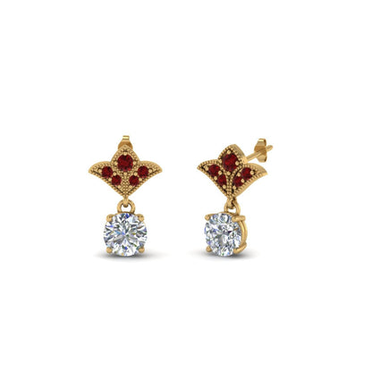 Art Deco Inspired Round Drop Earring Half Carat Fascinating Diamonds