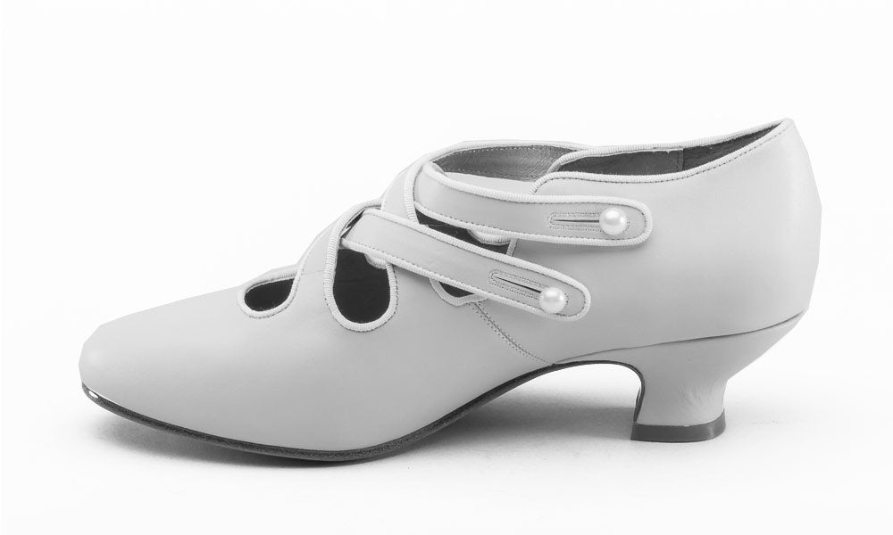 Astoria Edwardian Leather Shoes (Soft Ivory) American Duchess