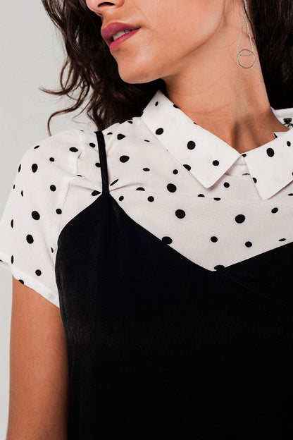 Asymmetric hem slip dress in black Q2store