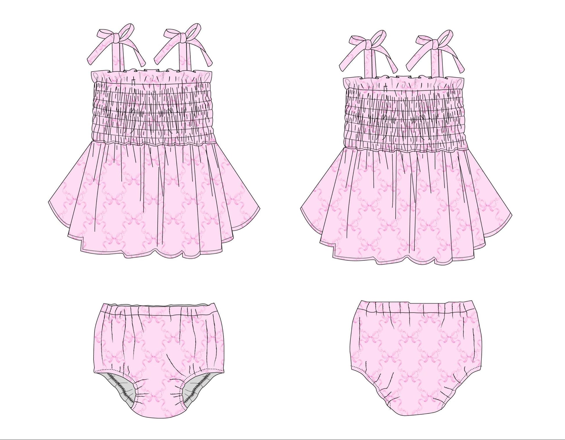 Emeryn - Smocked Diaper Dress Set Blush Lotus