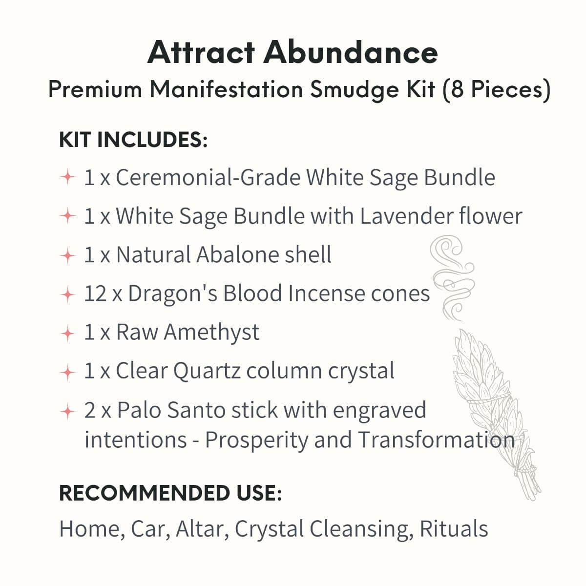 Attract Abundance - Premium Manifestation Smudge Kit (8 Pieces) Conscious Items