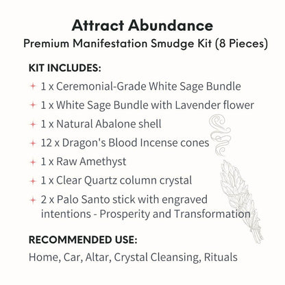 Attract Abundance - Premium Manifestation Smudge Kit (8 Pieces) Conscious Items
