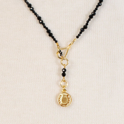 Aurora - Black Onyx & Gold Horseshoe Coin Strand Necklace Urban-Equestrian