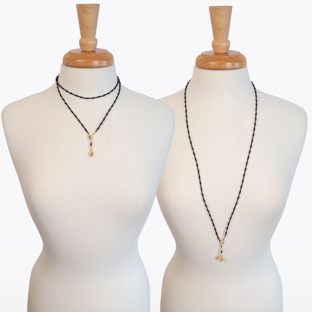 Aurora - Black Onyx & Gold Horseshoe Coin Strand Necklace Urban-Equestrian