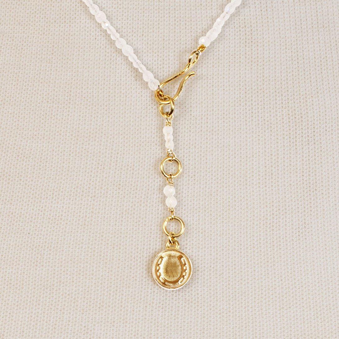 Aurora - Moonstone & Gold Horseshoe Coin Strand Necklace Urban-Equestrian