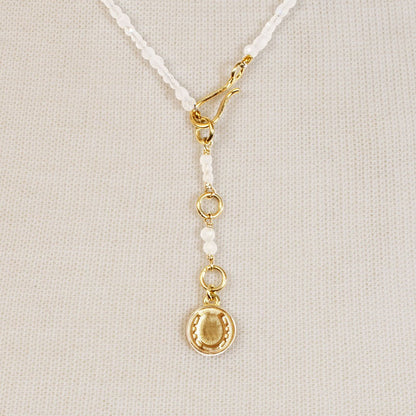 Aurora - Moonstone & Gold Horseshoe Coin Strand Necklace Urban-Equestrian