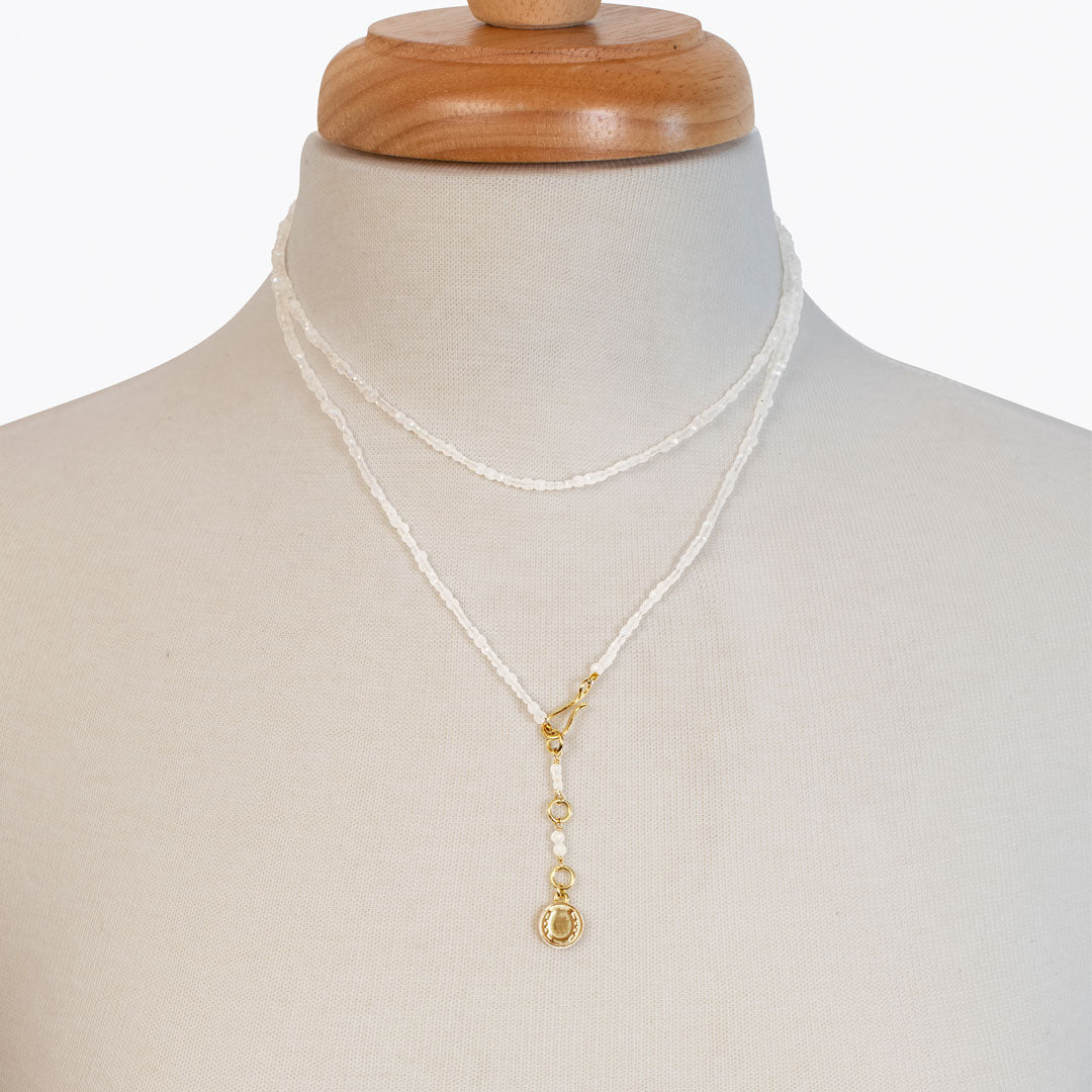 Aurora - Moonstone & Gold Horseshoe Coin Strand Necklace Urban-Equestrian