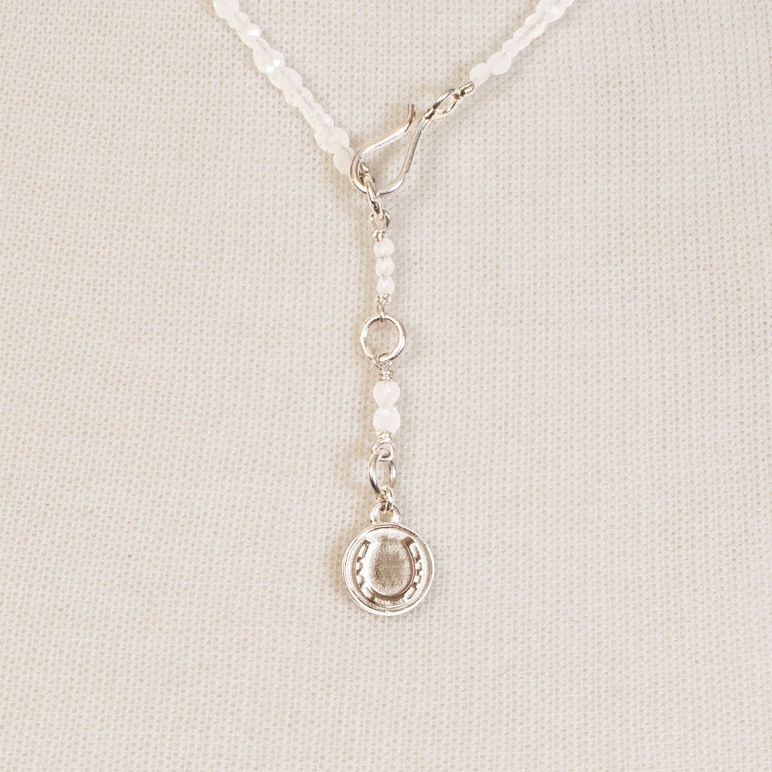 Aurora - Moonstone & Silver Horseshoe Coin Strand Necklace Urban-Equestrian