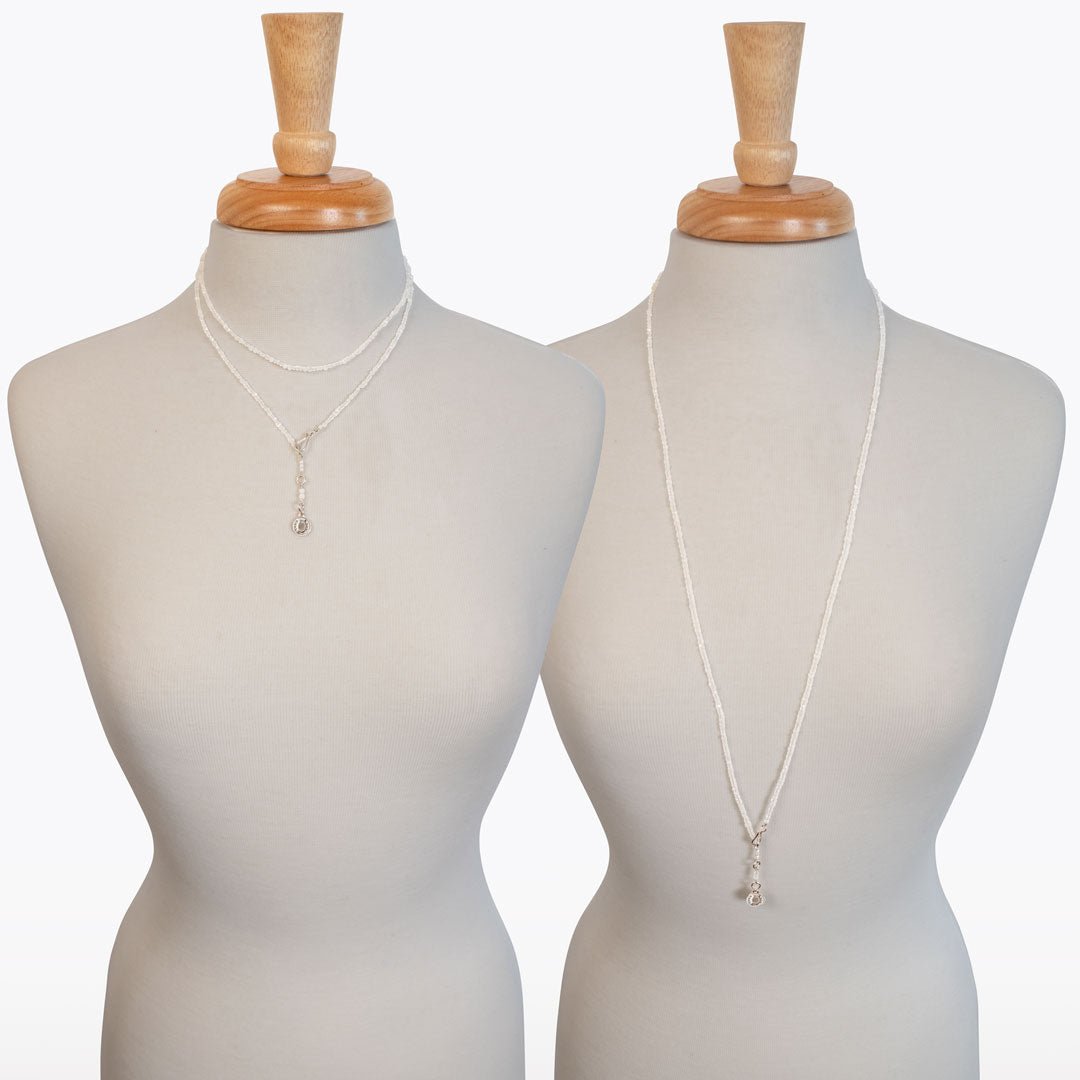 Aurora - Moonstone & Silver Horseshoe Coin Strand Necklace Urban-Equestrian