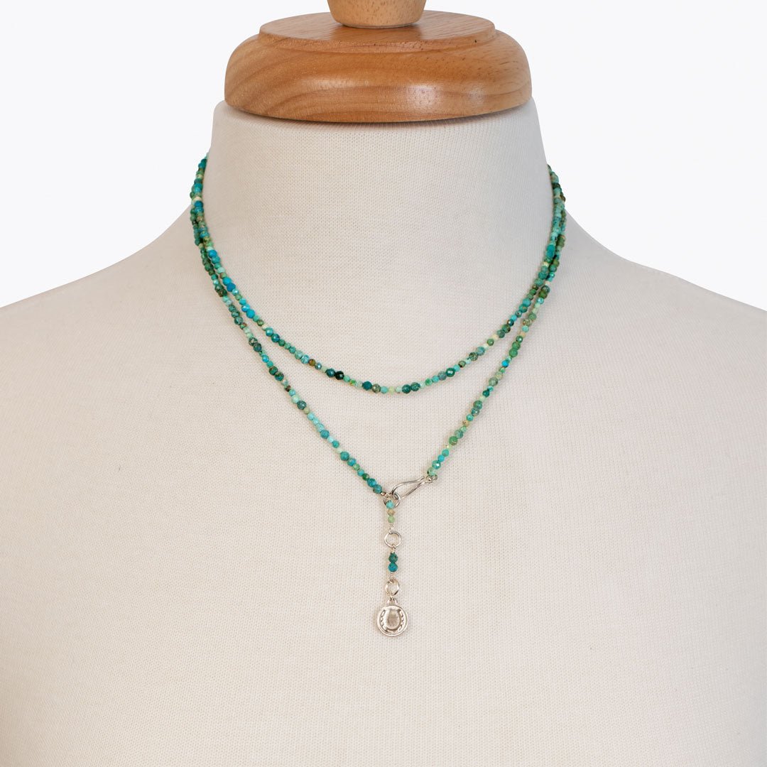 Aurora - Turquoise & Silver Horseshoe Coin Strand Necklace Urban-Equestrian