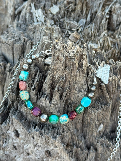 Sterling Silver Jasper Turquoise Bracelet Wild Junkie