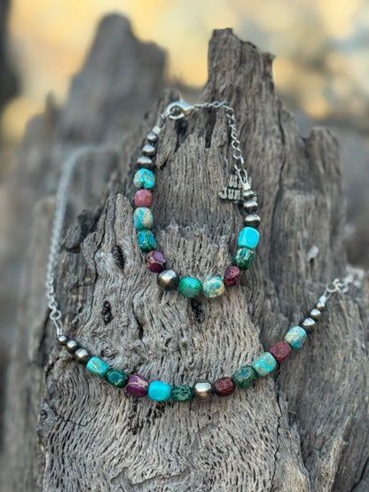 Sterling Silver Jasper Turquoise Bracelet Wild Junkie