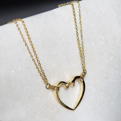 Ava - Equestrian Horseshoe Nail Heart Necklace in Gold Urban-Equestrian