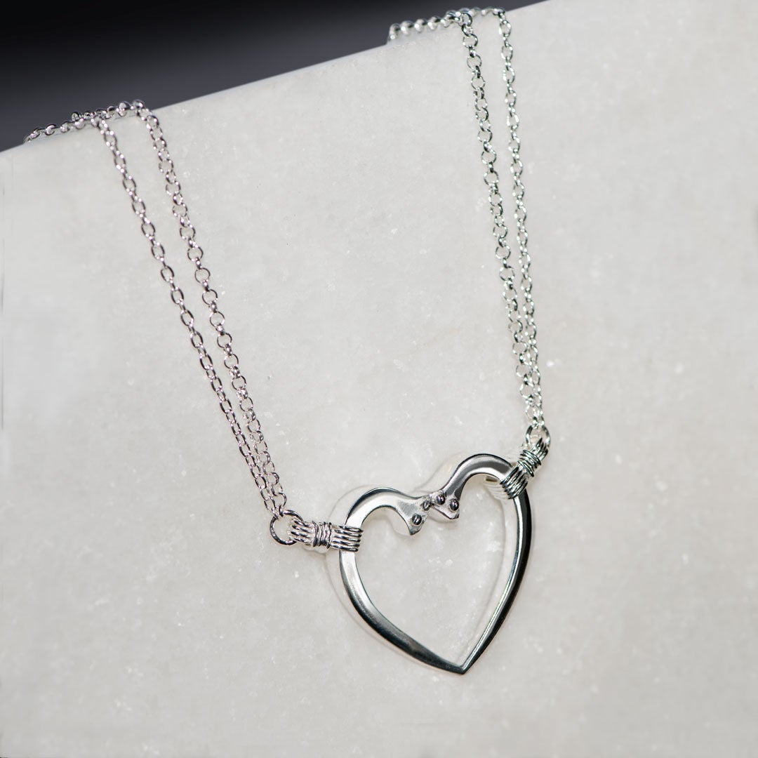 Ava - Equestrian Horseshoe Nail Heart Necklace in Silver Urban-Equestrian