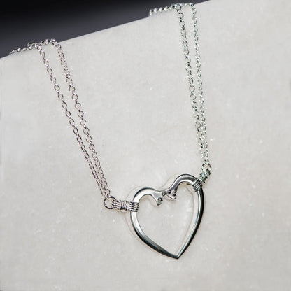 Ava - Equestrian Horseshoe Nail Heart Necklace in Silver Urban-Equestrian