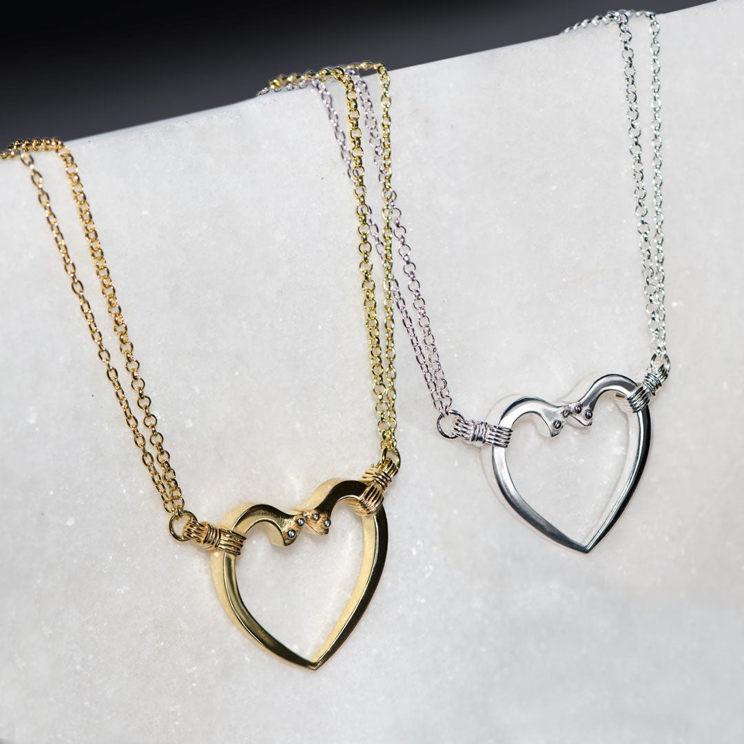 Ava - Equestrian Horseshoe Nail Heart Necklace in Silver Urban-Equestrian
