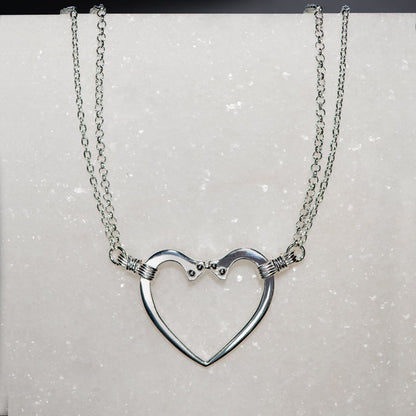 Ava - Equestrian Horseshoe Nail Heart Necklace in Silver Urban-Equestrian